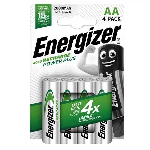 1x Blister 4 pile ricaricabili AA - Energizer Power Plus