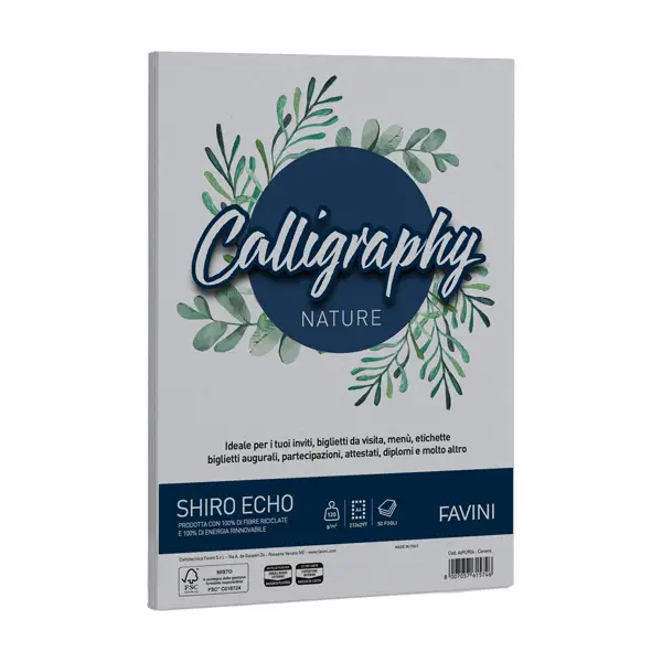 1x Carta Calligraphy Nature SHIRO ECO A4 50fg 120gr cenere FAVINI