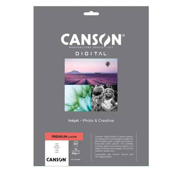 1x Carta InkJet PREMIUM A4 20fg 255gr Lustre RC Canson