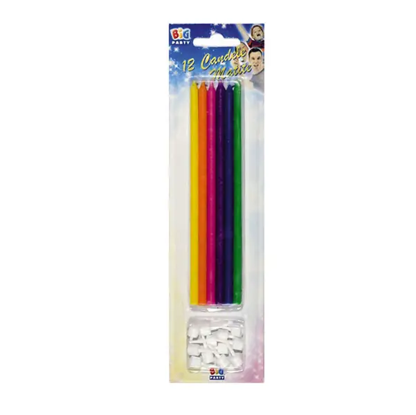 1x 12 candeline matite 15cm colori assortiti Big Party