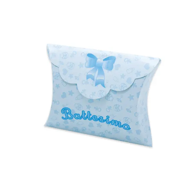 1x 25 scatoline portaconfetti 10x8x3cm Battesimo Baby celeste Big Party