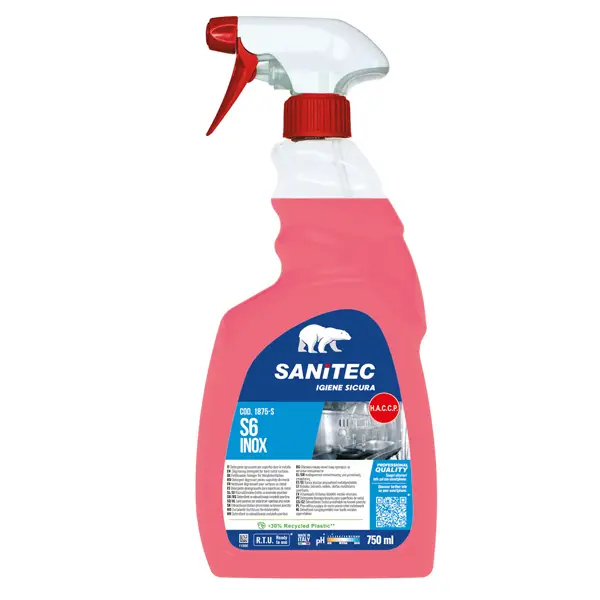 1x Detergente sgrassante per superfici S6 INOX 750ml Sanitec