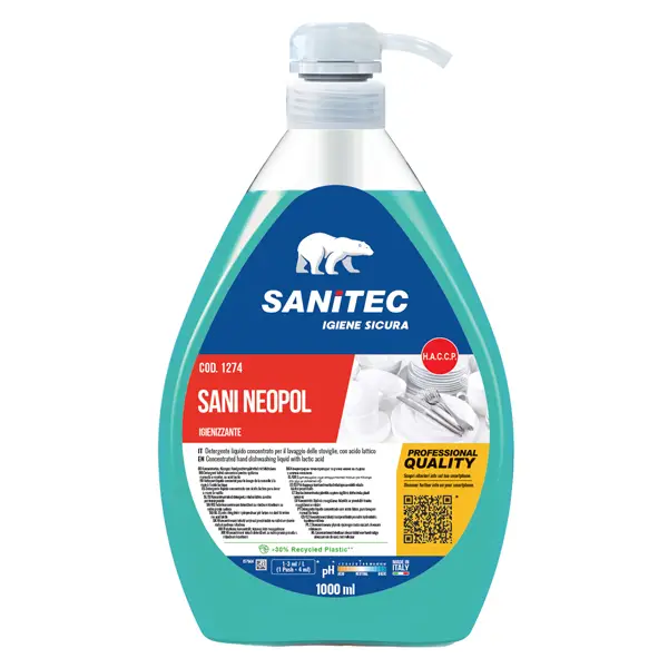 1x Detergente stoviglie igienizzante SANI Neopol Piatti 1Lt Sanitec