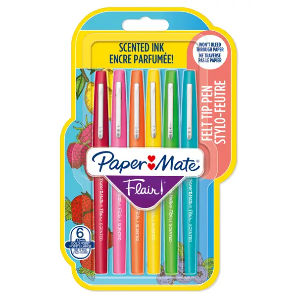 1x Blister 6 pennarelli Flair Nylon colori assortiti Scented Papermate