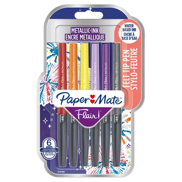 1x Blister 6 pennarelli Flair Nylon colori assortiti Metallic Papermate