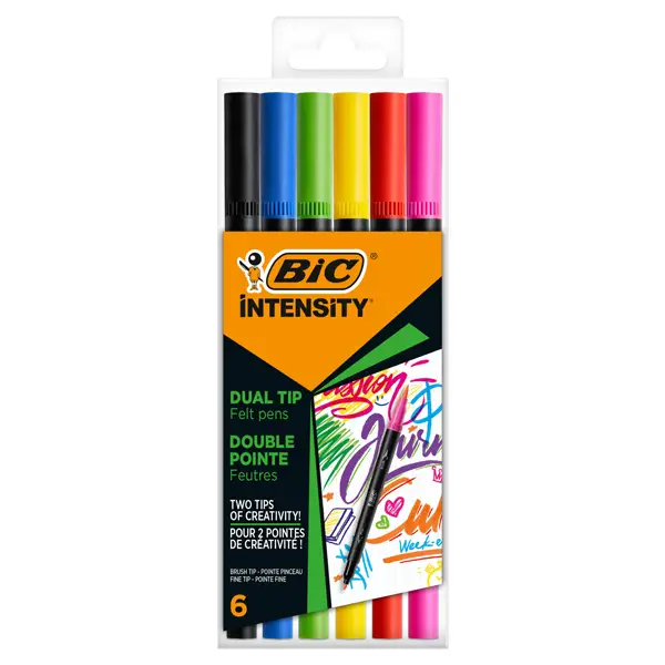 1x Astuccio 6 pennarelli Intensity dual tip brush colori assortiti Intense BIC