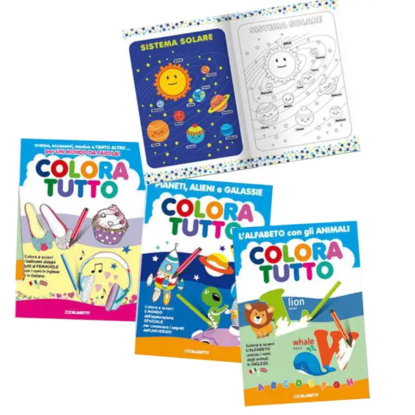 6x Album da colorare 24 facciate tema alfabeto inglese, bimba, spazio Blasetti
