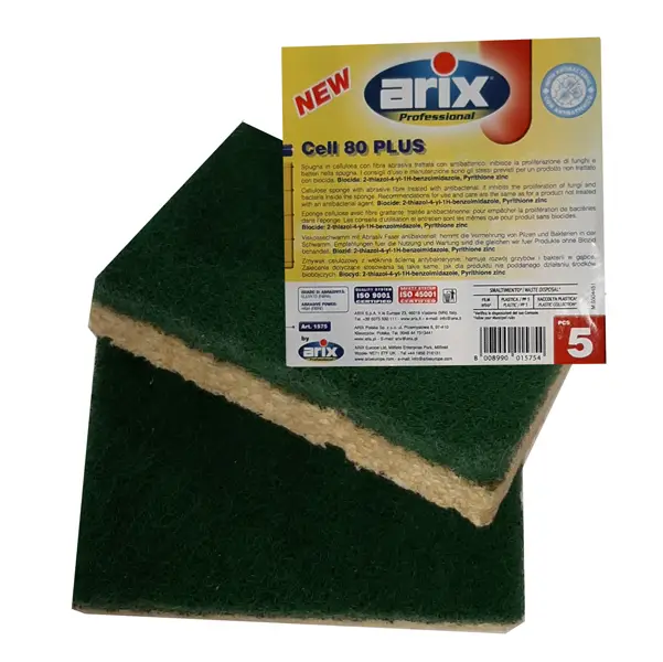 1x Conf 5 spugne abrasive antibatteriche Cell 80 Plus