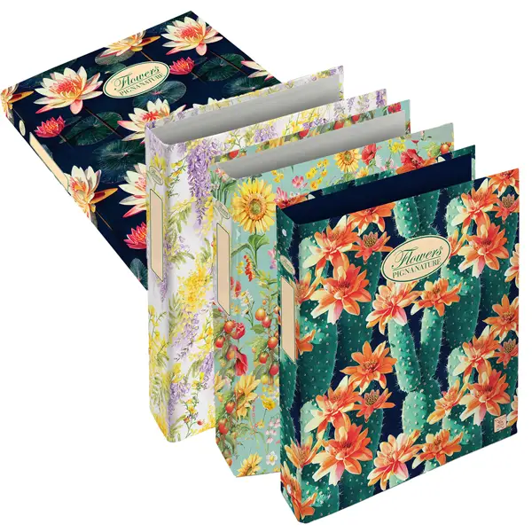5x Raccoglitore a 4 anelli Pigna Nature Flowers 18,5x22cm anelli 30mm