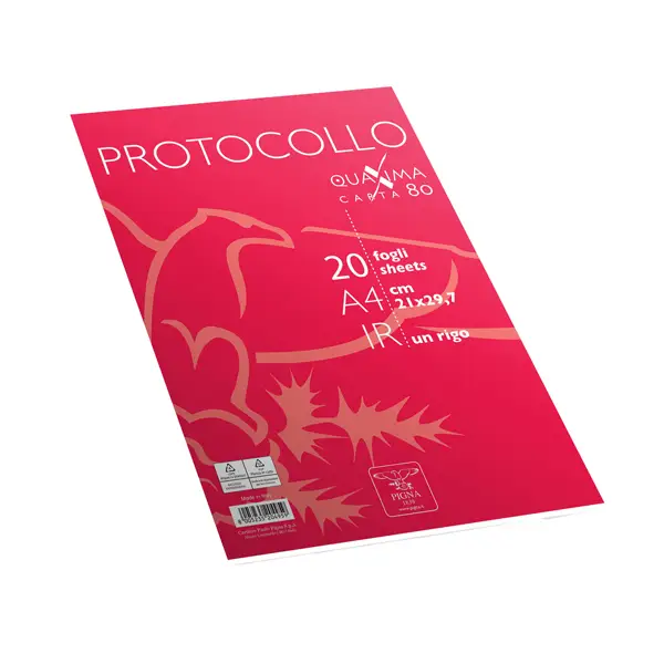1x Fogli protocollo A4 Quaxima 1rigo 20fg 80gr Pigna