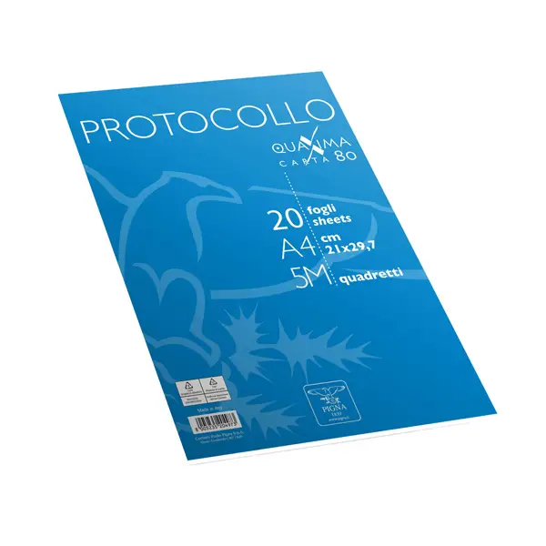 1x Fogli protocollo A4 5mm 20fg 80gr Pigna
