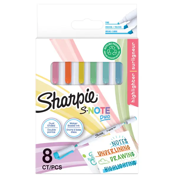 1x Astuccio 8 pennarelli S-Note Duo colori assortiti Sharpie