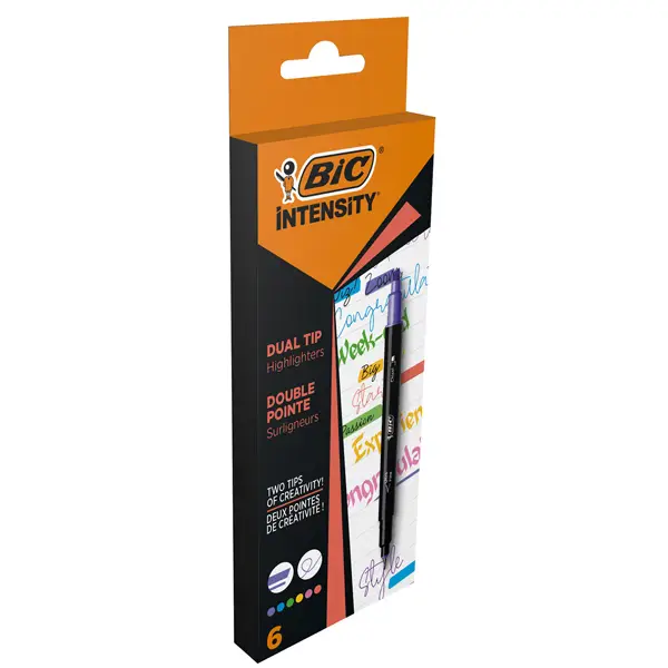 1x Astuccio 6 evidenziatori dual tip Intensity colori assortiti BIC