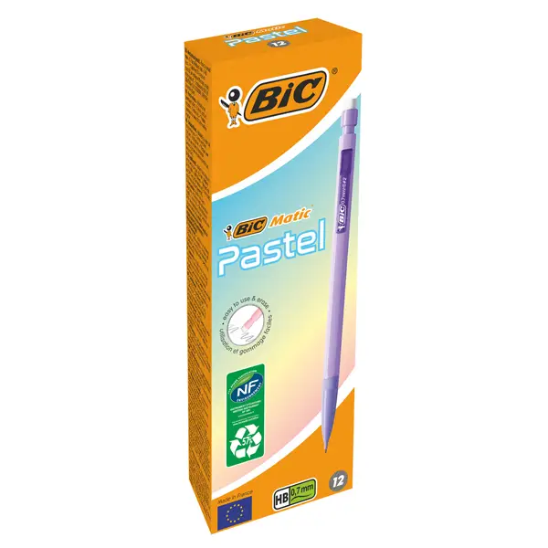 1x Scatola 12 portamine HB 0.7mm Matic Pastel Bic