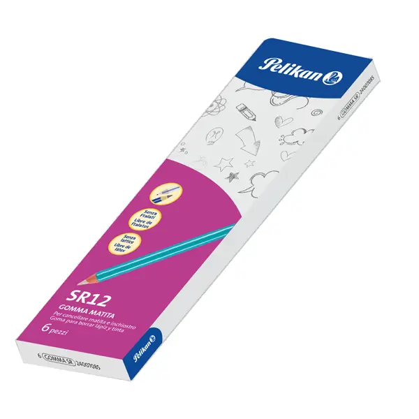 1x Box 6 gomma-matita SR-12 Pelikan
