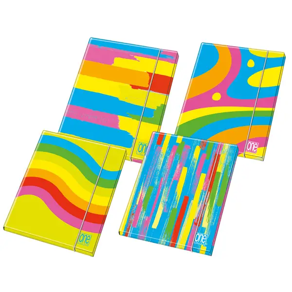 6x Cartellina 3 lembi c/elastico One Color 26x35cm d.1,2cm Fantafluo Blasetti