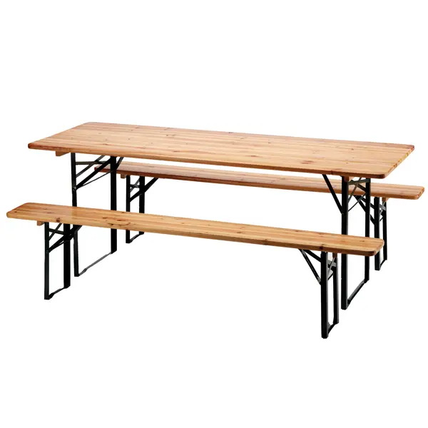 1x Set birra rettangolare pieghevole legno - set 3 elementi