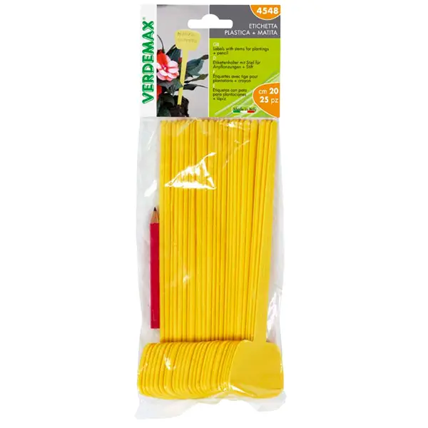 1x Busta 25 Etichette diritte con gambo 5x4x20cm Verdemax