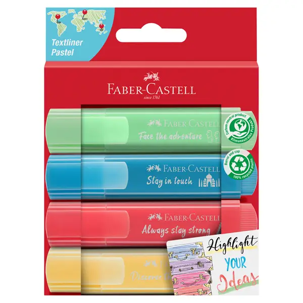 1x Astuccio 4 evidenziatori Textliner 46 in colori ass. pastel Faber Castell
