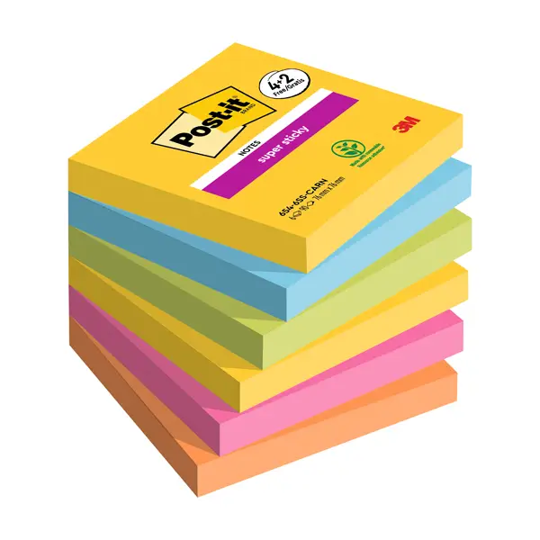 1x Valuepack 4+2 Post-itR Super Sticky Carnival, 76x76 mm, 90fogl/blocco