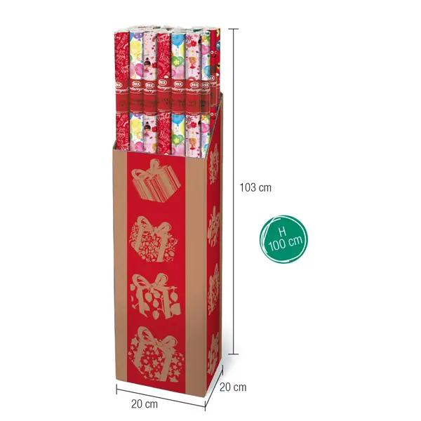 30x Rotolo carta regalo natale Bambini 3x1mt colori assortiti Sadoch