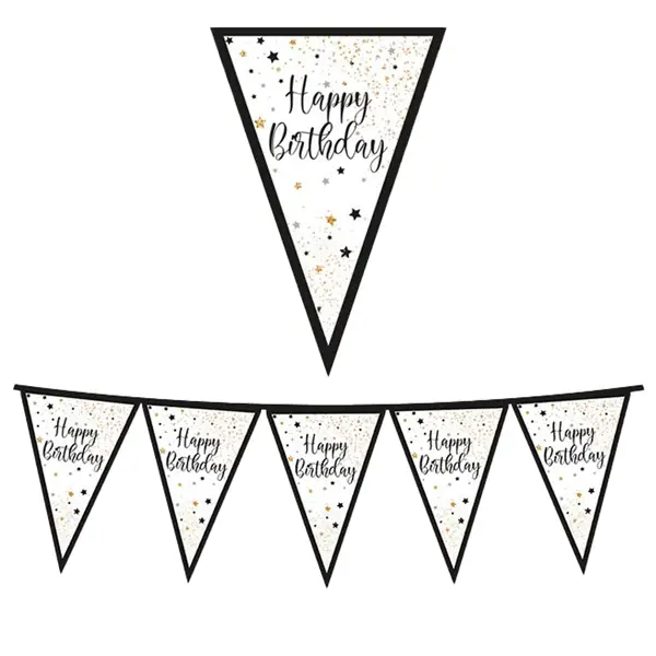 1x Festone bandiere Happy Birthday lungh.3mt Big Party
