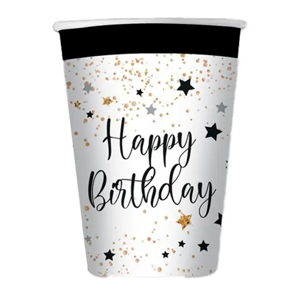 1x 8 bicchieri in carta cc.200 Happy Birthday Big Party