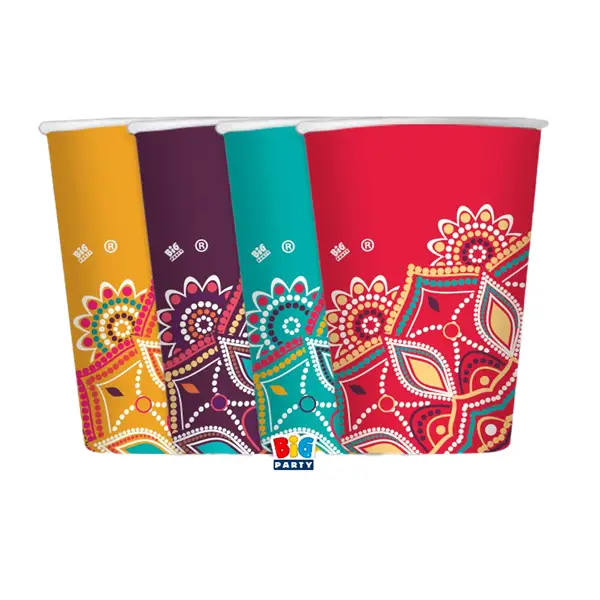 1x 8 bicchieri in carta cc.200 Mandala Big Party