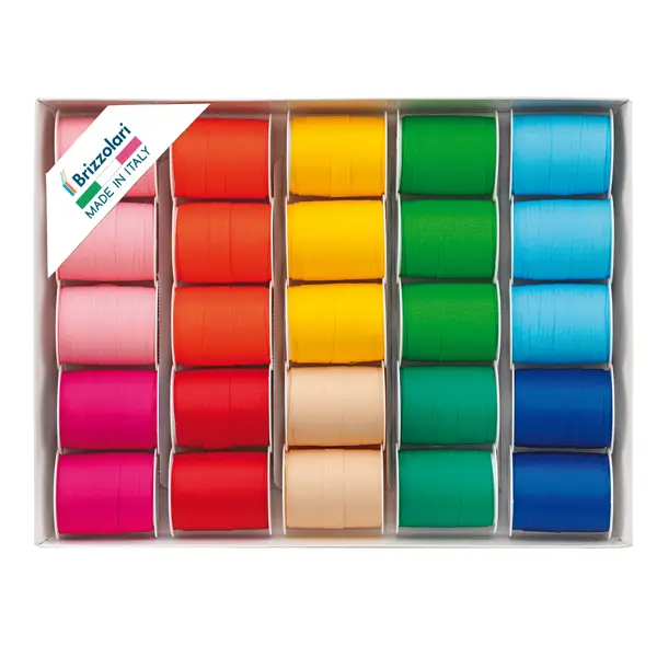 1x 25 rocche nastro similpaper 10mtx10mm colori assortiti primavera Brizzolari