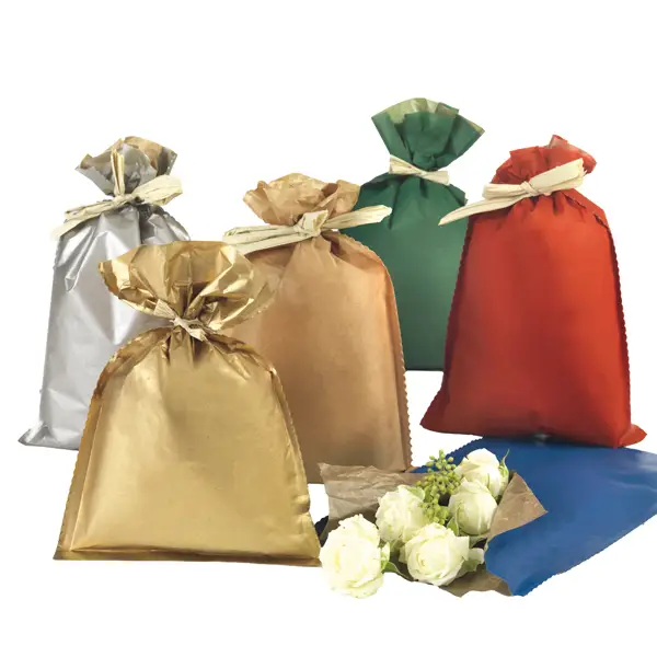 1x 25 buste regalo in carta 45gr. 35x50cm 5 colori assortiti natale