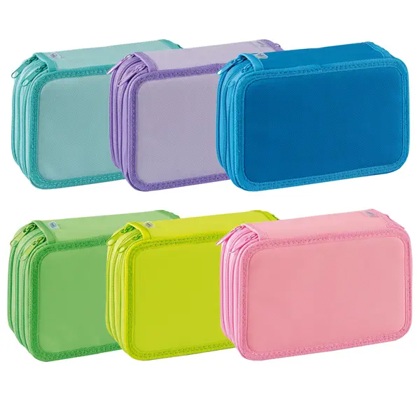 12x Astuccio 3 Zip Neon  Pastel 13x20x7,5cm colori assortiti Favorit