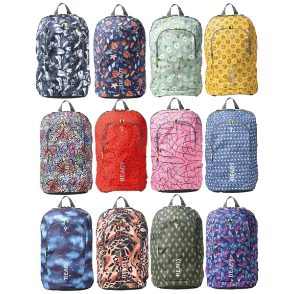 1x Zaino Ready in tela dim. 28x44x15cm fantasie assortite InTempo