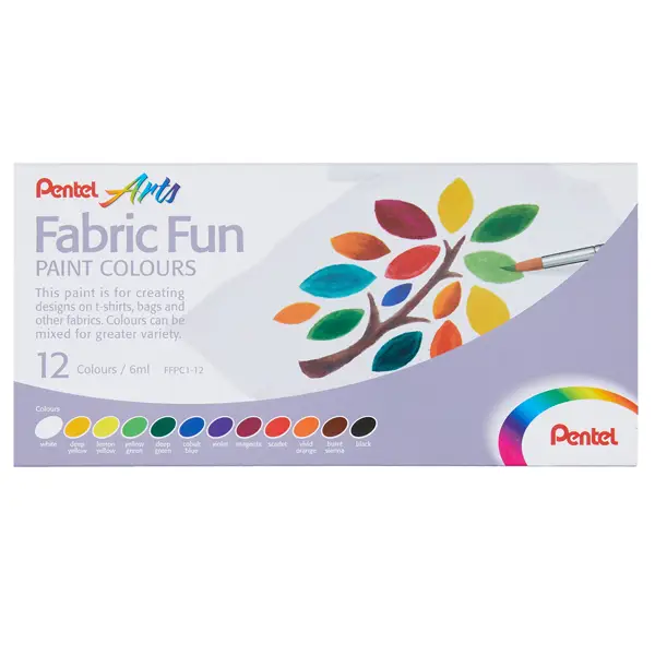 1x Set 12 colori base per tessuto Fabric Fun Pentel