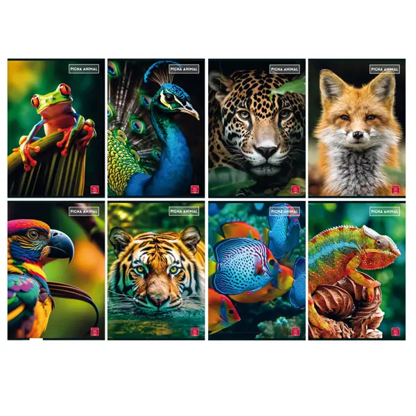 10x Maxiquaderno A4 80gr 40+2fg 1rigo c/margine Animal Pigna