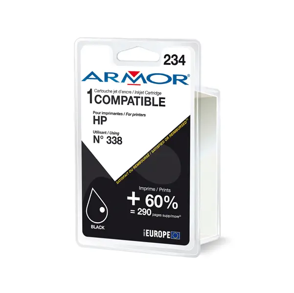 1x Armor Cartuccia Nero PER HP N338 PSC 1510, 1610, Deskjet 5740 20ML