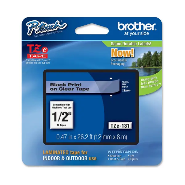 1x NASTRO BROTHER TZE-131 12MMx8MT NERO/TRASPARENTE