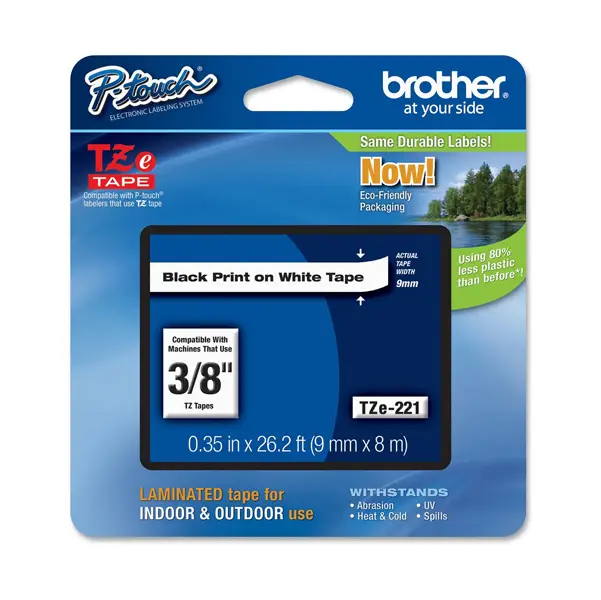 1x NASTRO BROTHER TZE-221 9MMx8MT NERO/BIANCO