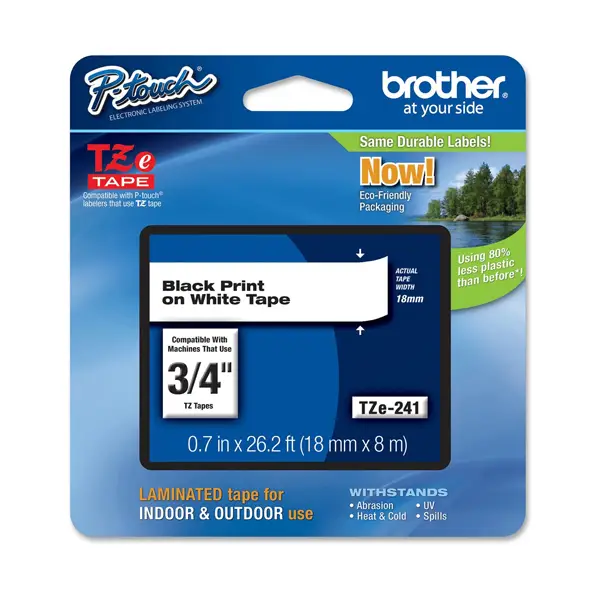 1x NASTRO BROTHER TZE-241 18MMx8MT NERO/BIANCO