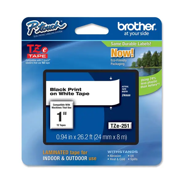 1x NASTRO BROTHER TZ-e251 24MMx8MT NERO/BIANCO