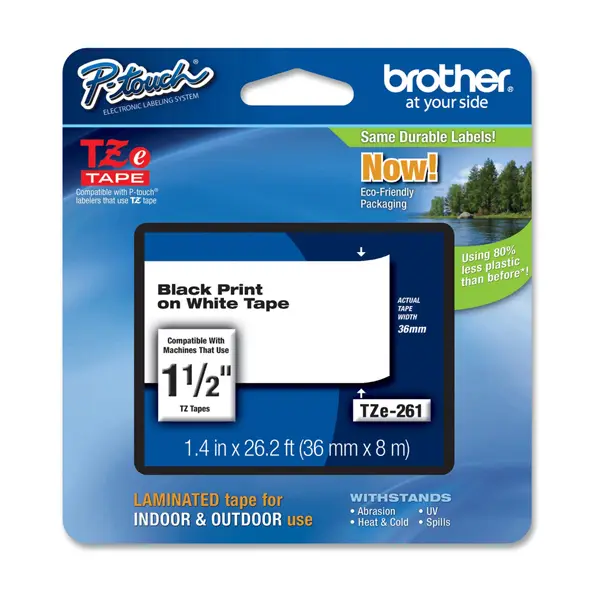 1x NASTRO BROTHER TZ-e261 36MMX8MT NERO/BIANCO