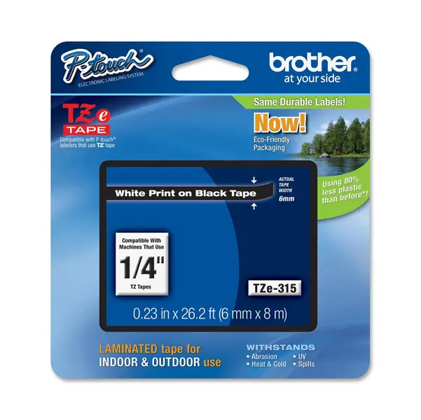 1x NASTRO LAMINATO BROTHER TZE-315 6MMx8MT BIANCO/NERO