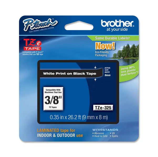 1x NASTRO LAMINATO BROTHER TZE-325 9MMx8MT BIANCO/NERO