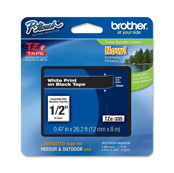 1x NASTRO BROTHER TZE-335 12MMx8MT BIANCO/NERO