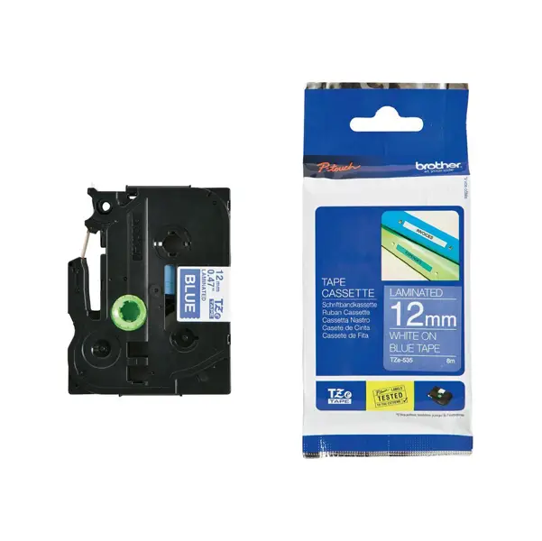 1x NASTRO BROTHER TZ-e535 12MMx8MT BIANCO/BLU
