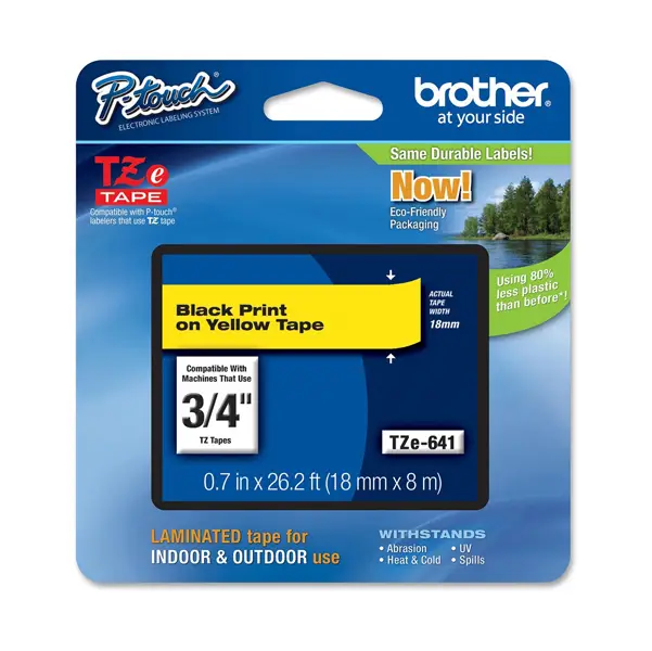 1x NASTRO BROTHER TZE641 18MMx8MT NERO/GIALLO