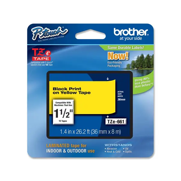 1x NASTRO BROTHER TZ-e661 36MMX8MT NERO/GIALLO