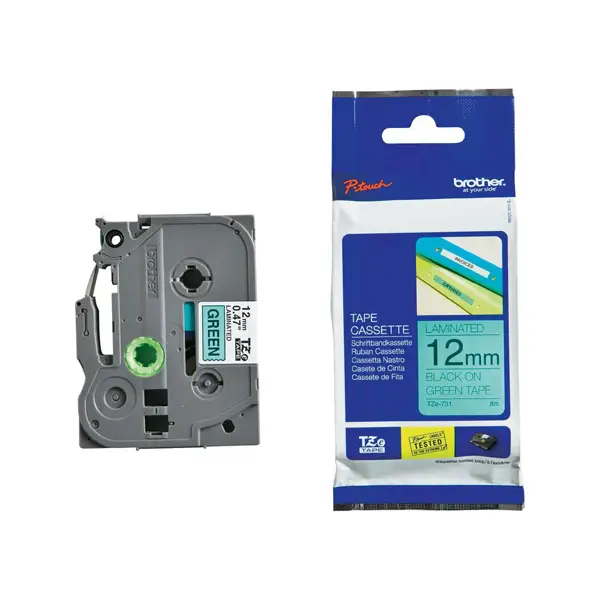 1x NASTRO BROTHER TZ731 12MMx8MT NERO/VERDE