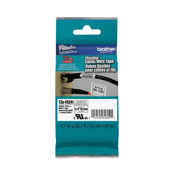 1x NASTRO LAM. FLESSIBILE TZE-FX241 18MMx8MT NERO/BIANCO