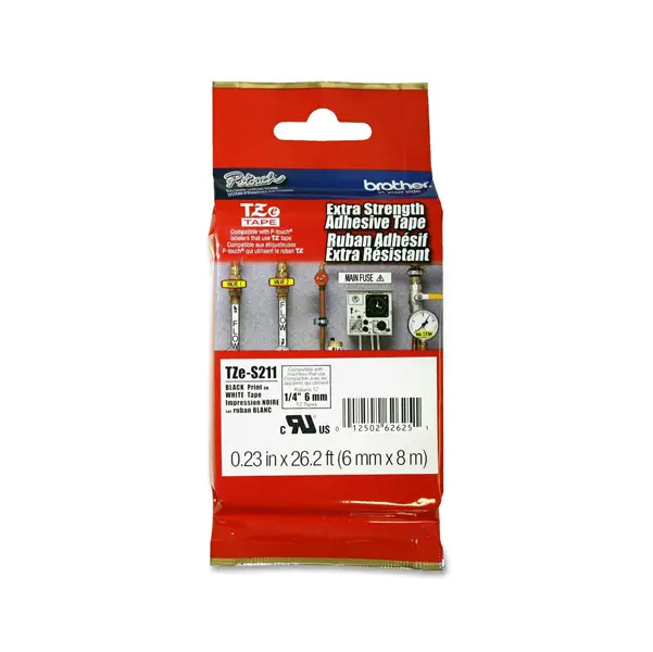 1x NASTRO LAM.CON ADESIVO RESIST.TZE-S211 6MMx8MT NERO/BIANCO