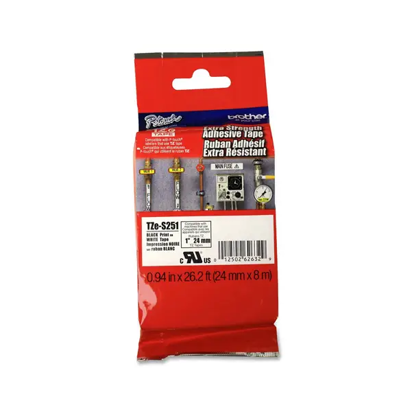 1x NASTRO LAM.CON ADESIVO RESIST.TZE-S251 24MMx8MT NERO/BIANCO